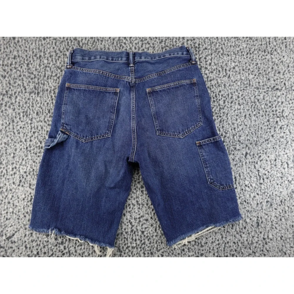Gap Carpenter Shorts Mens 30 Blue Cut Off‎ Raw Hem Denim Utility